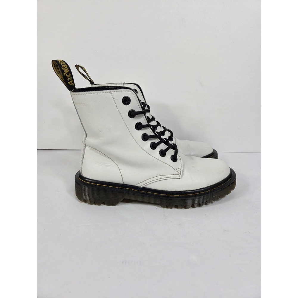 Dr. Martens Luana White Lace-Up Ankle Combat Boots Round Toe Women 6